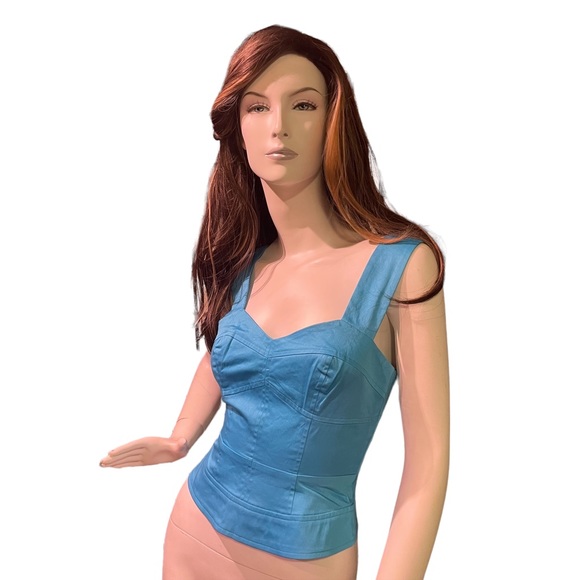 FRENCH CONNECTION BNWT SUMMER WIZARD CROP TOP SIZE 2 LAGOON BLUE - Picture 1 of 14